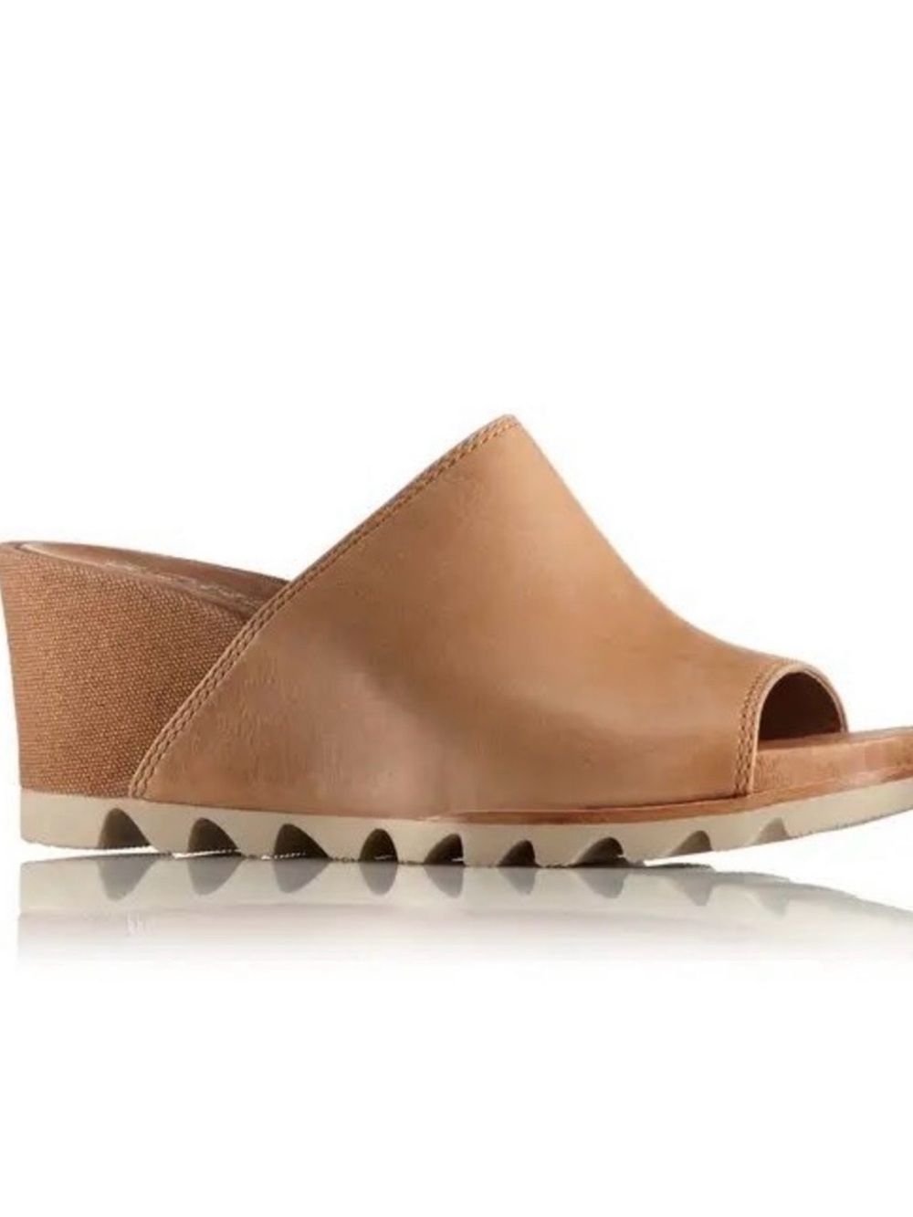 Sorel Tan Leather Open-Toe Wedge Sandal Size 9